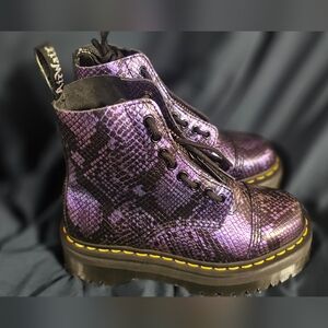 Dr Martens Sinclair Snake Print Emboss Platform Boots Women Size 6 New No Box